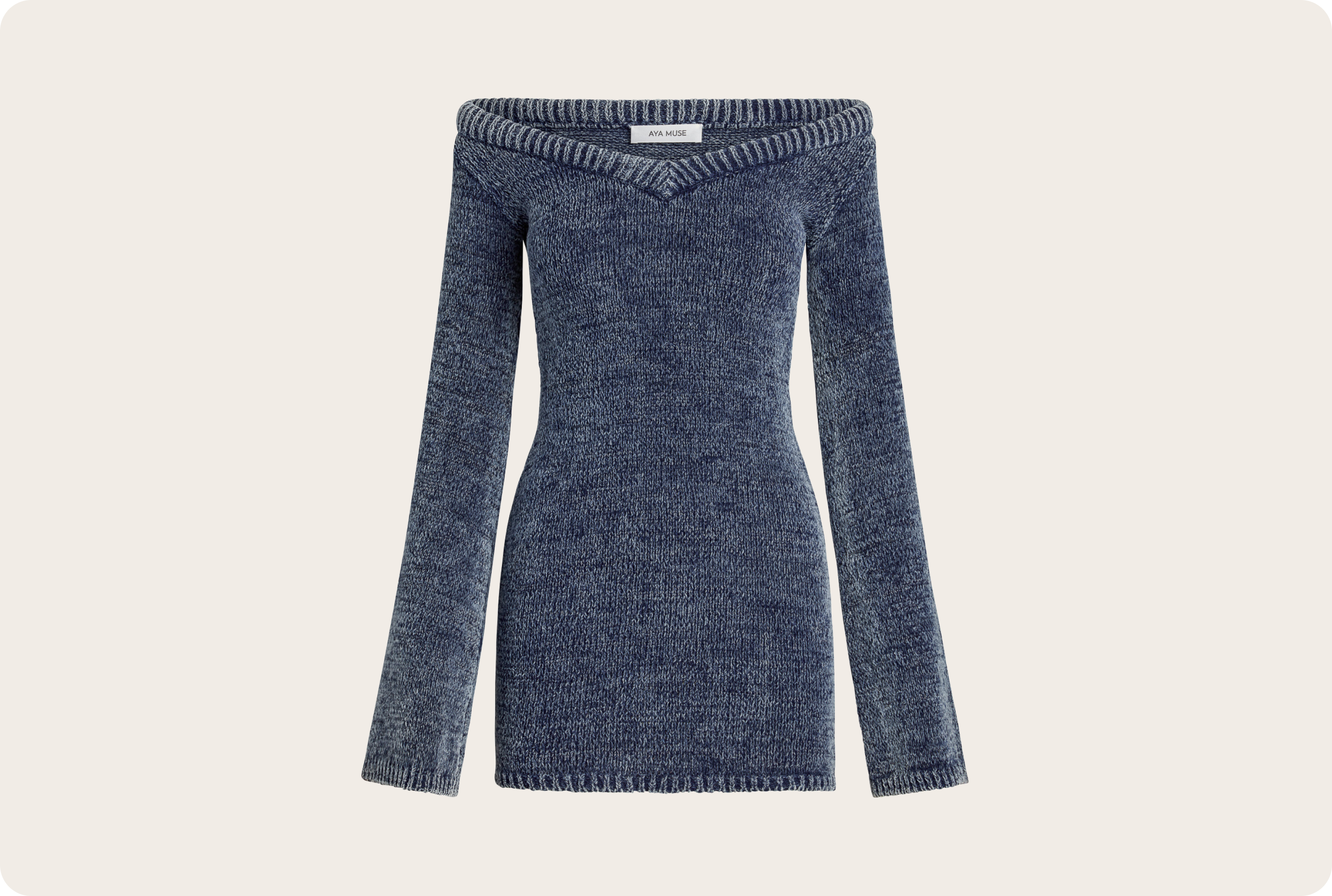 Navy blue ribbed long-sleeve top